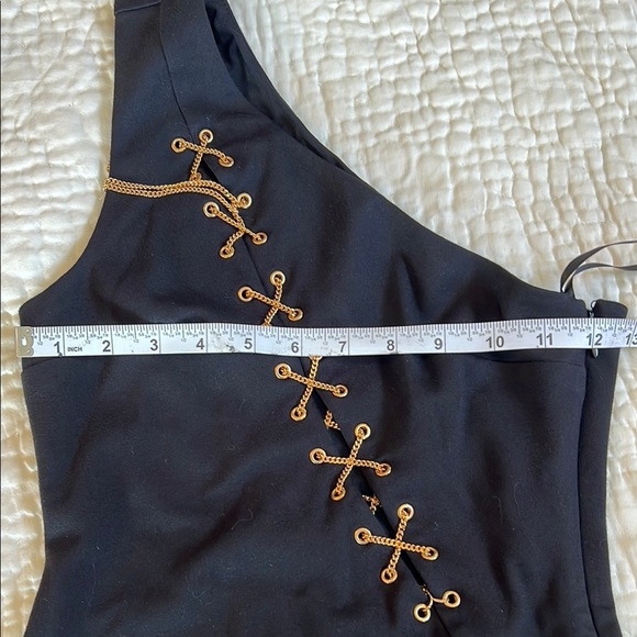 H:ours Delacy black mini dress xs with chain lace up - Picture 10 of 12